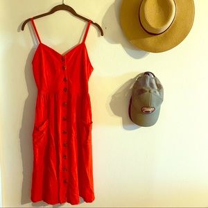Red Button Down Dress